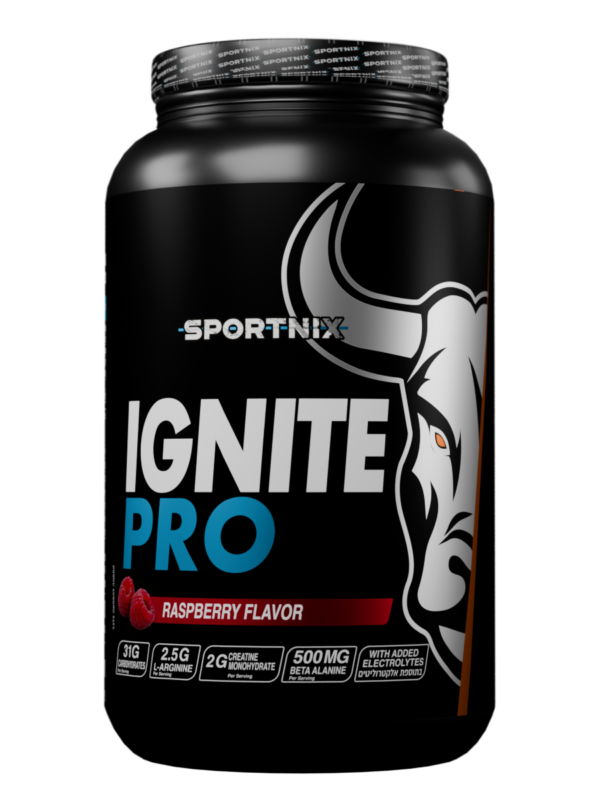 IGNITE PRO 1KG - וא תוסף אנרגיה מתקדם שנוסח במיוחד לשימוש במהלך האימון (Intra-Workout). הוא מספק לגוף את הדלק המדויק שהוא צריך כדי לשמור על עצימות גבוהה,